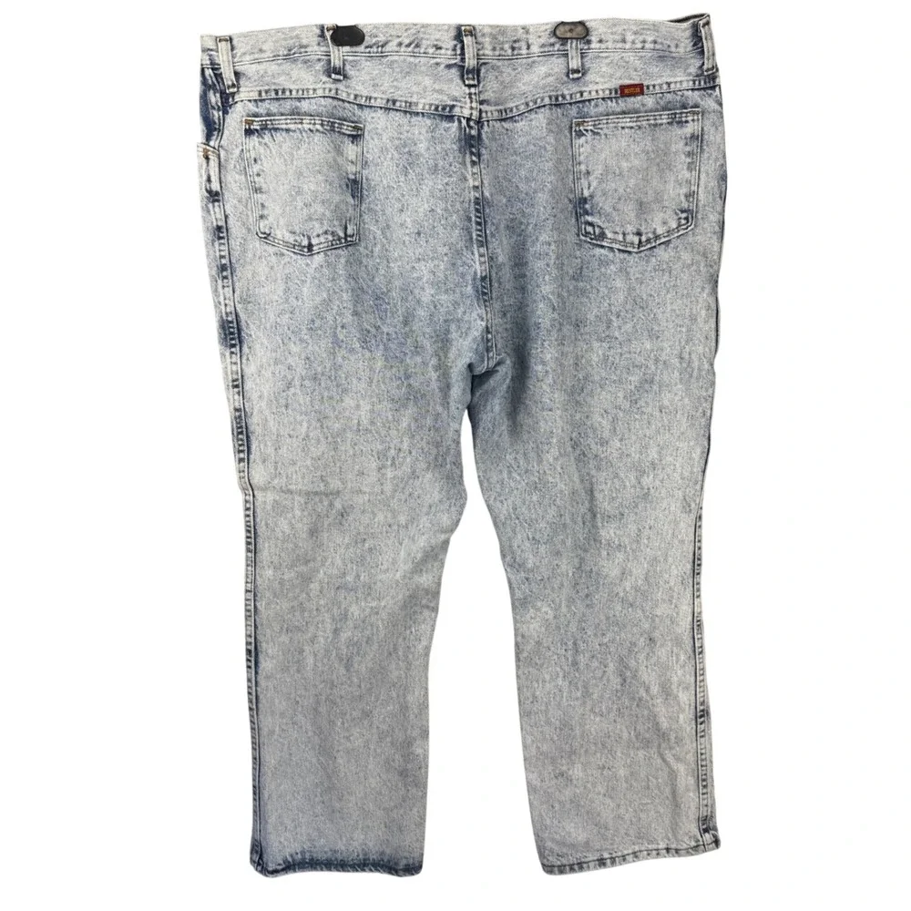 Rustler Mens Acid Wash Denim Jeans 48x30 Made in USA Vintage‎ Straight Leg Blue